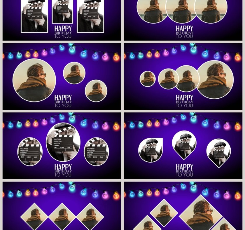 蓝色清新员工生日快乐电子相册PPT模板第3张