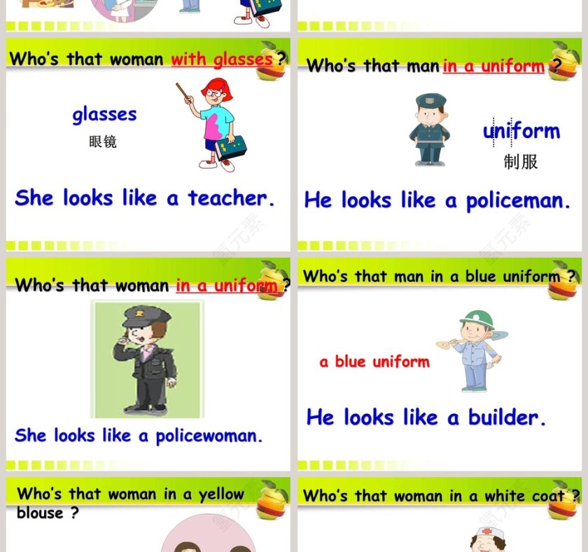 Unit 1-He looks like a cook教学ppt课件第4张