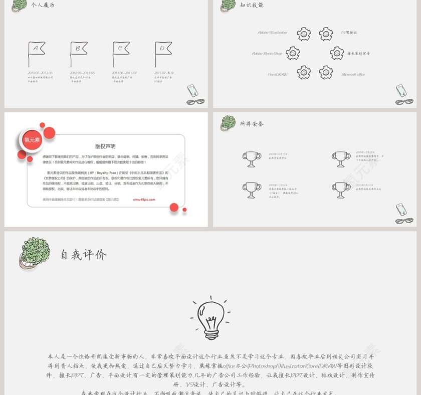 个人竞聘绘画文艺风简历模板第2张