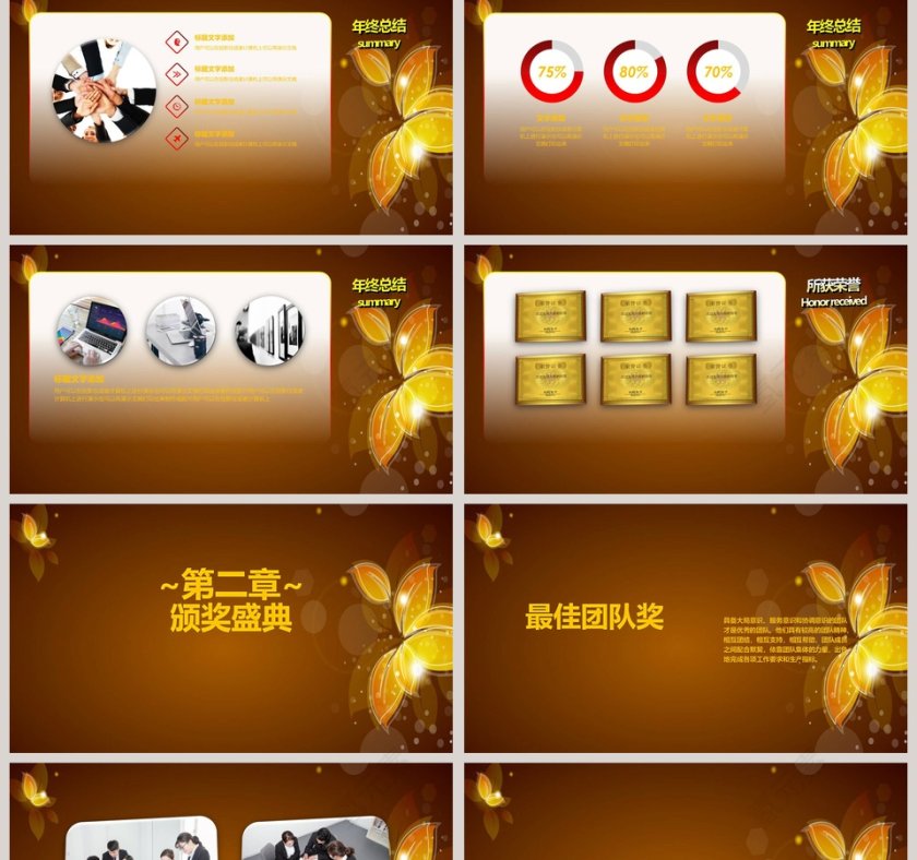 金色简约大气工作总结暨颁奖仪式PPT第2张