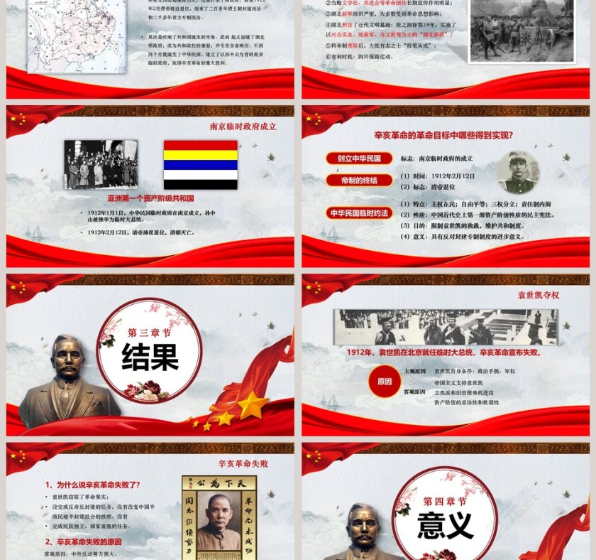 简约清新辛亥革命教师通用说课ppt模板第3张