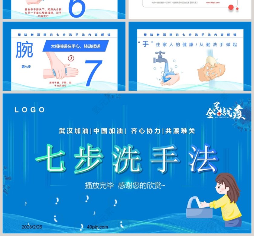 预防新冠肺炎七步洗手法内容解读PPT模板第4张