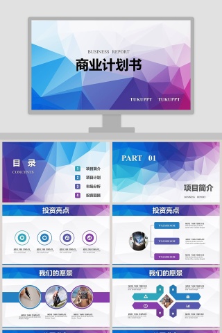 精品简约彩色商业计划书PPT模板