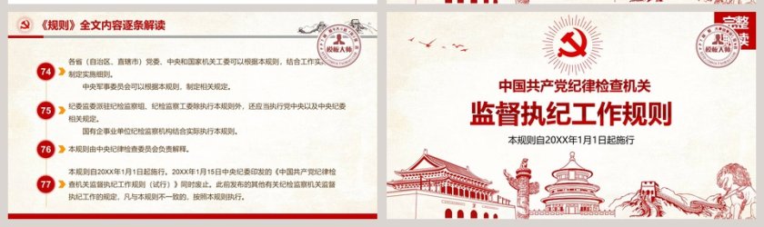 微党课检查机关监督执纪工作规则PPT模板 第11张