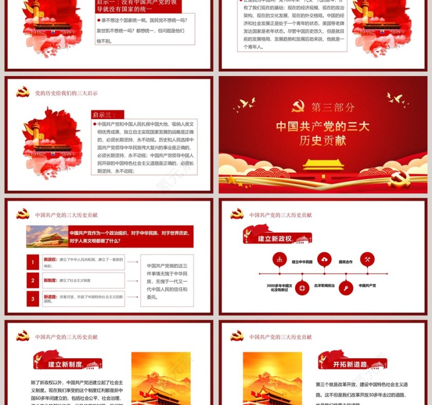 热烈庆祝中国共产党建党100周年专题党课PPT模板第3张