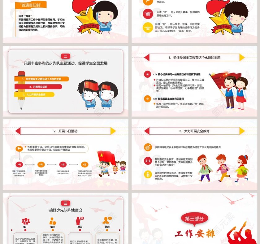 六一儿童节卡通少先队工作计划PPT模板第3张