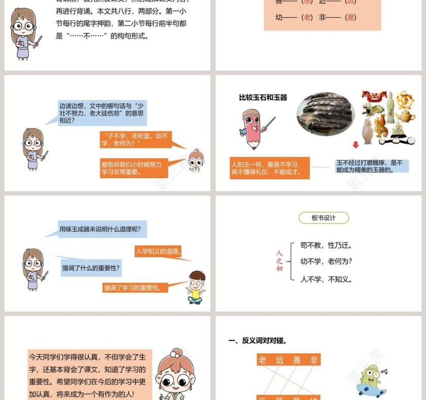 简约人之初教师说课PPT模板第3张