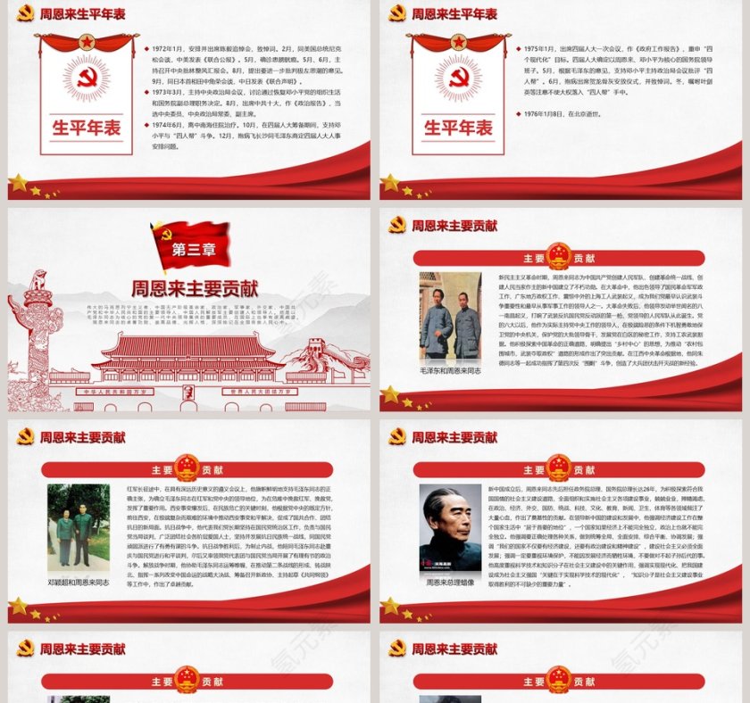 周恩来逝世43周年纪念PPT第5张