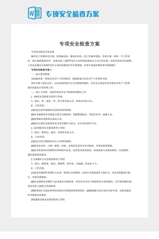 专项安全检查方案
