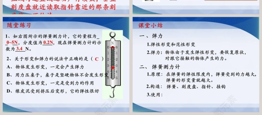 弹力力 的测量第七章 运动和力 - 论文答辩PPT模板第4张