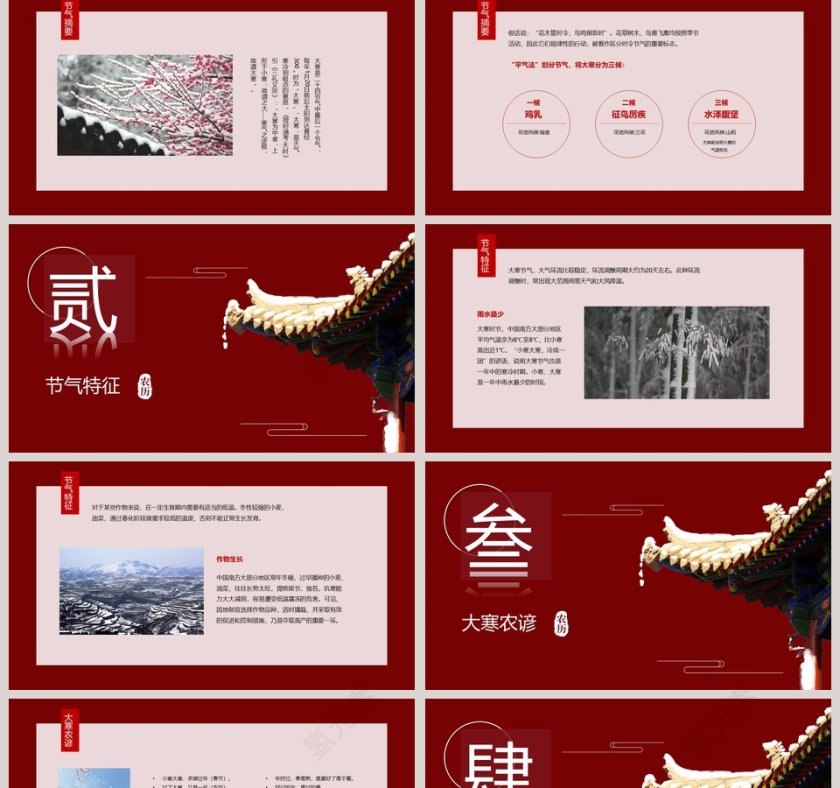 唯美小清新二十四节气之大寒PPT模板第2张