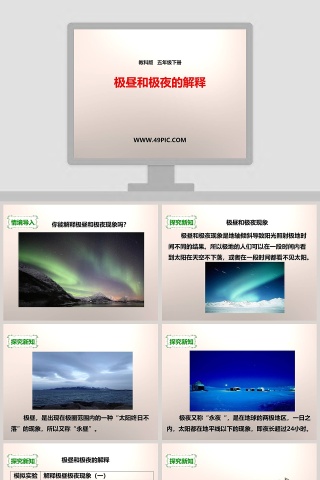 教科版五年级下册-极昼和极夜的解释教学ppt课件
