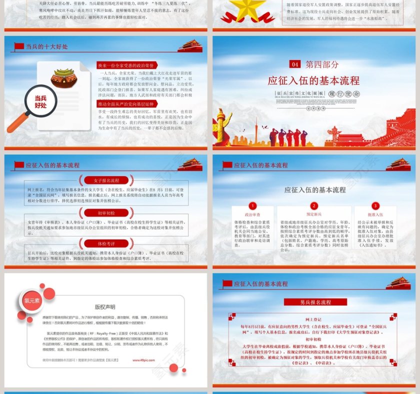 参军吧2019征兵宣传党建党课PPT模板第4张
