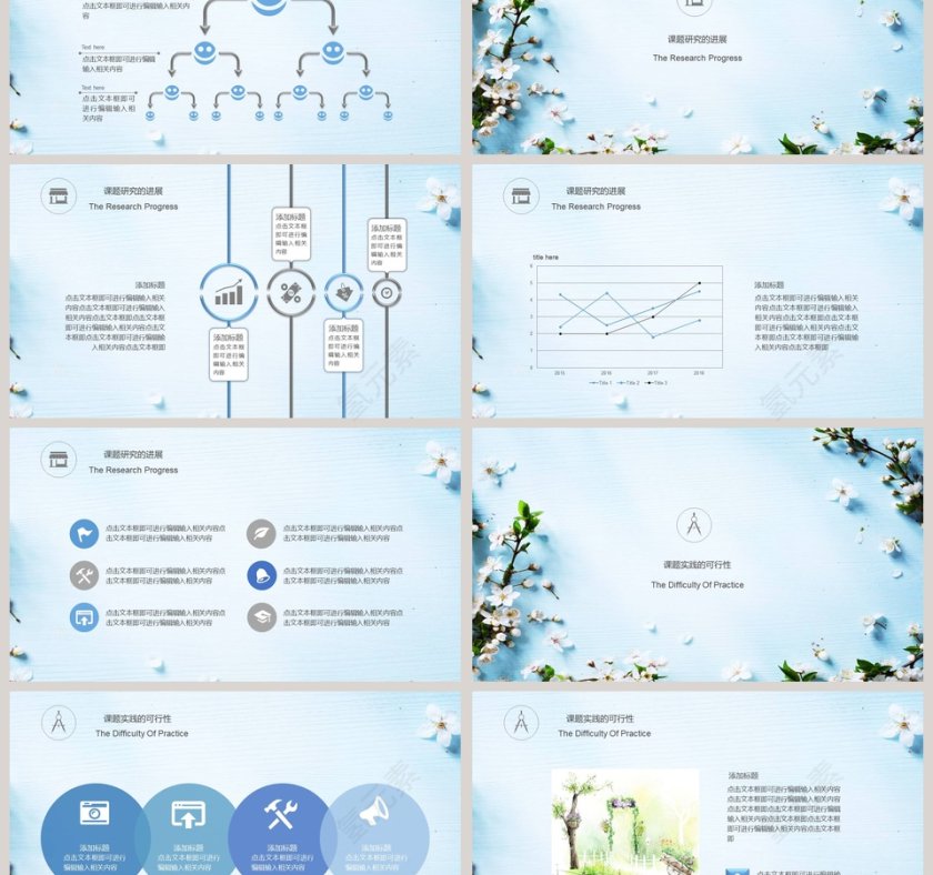 蓝色简约清新答辩汇报模板第3张