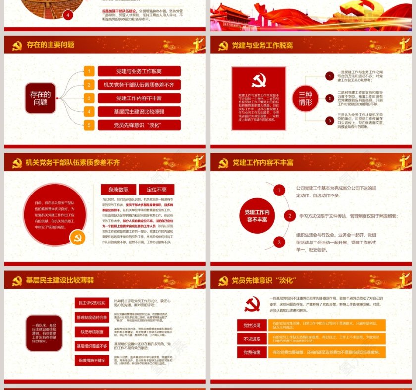 中国风大气党员干部总结汇报PPT模板第4张