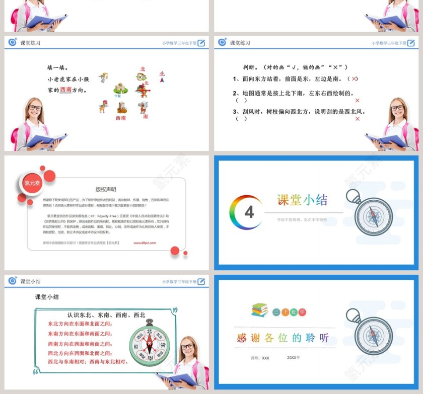 认识东北东南西南西北 - 地理方向PPT模板第4张