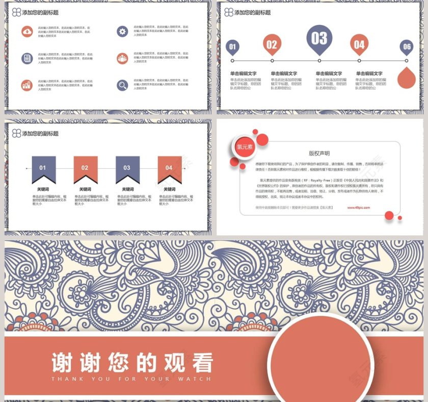 复古花纹年终总结模板PPT 第5张