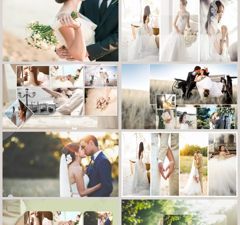 鲜花背景清新可爱爱情婚礼PPT模板第2张