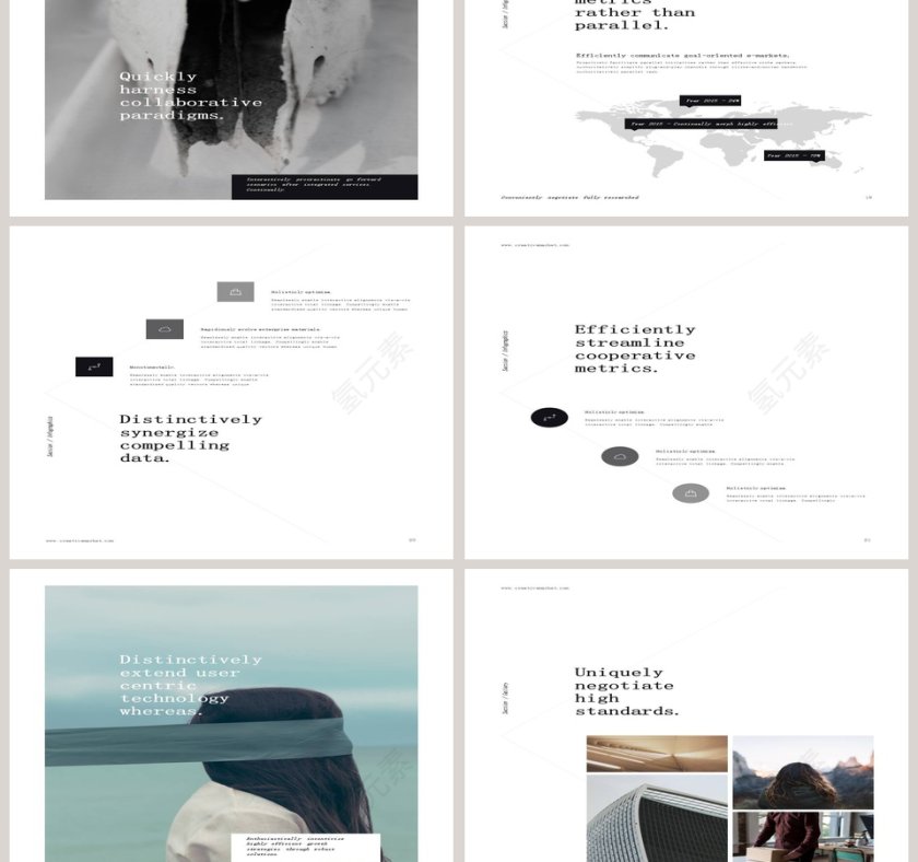 欧美极简PPT杂志风创业书PPT模板第5张