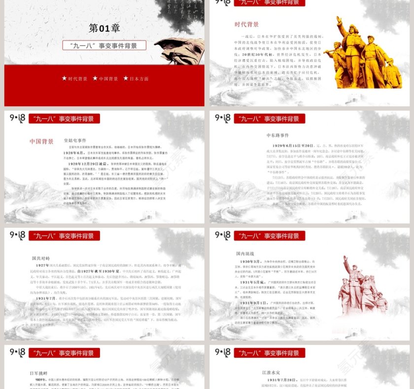 勿忘国耻强我中华九一八事变纪念PPT模板第2张