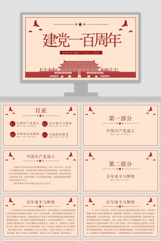 热烈庆祝建党一百年纪念专题党课PPT模板