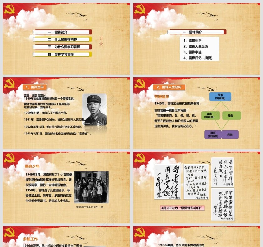 弘扬雷锋精神争做有志青年党课PPT模板第2张