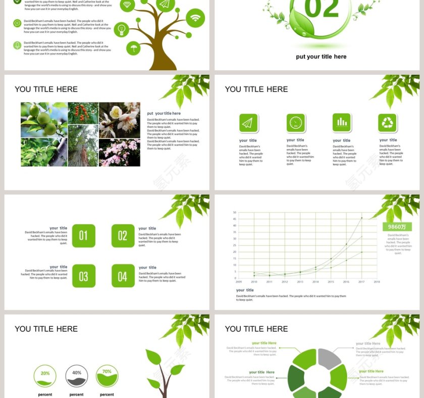 简约清新绿色环保模板环保PPT模板第3张