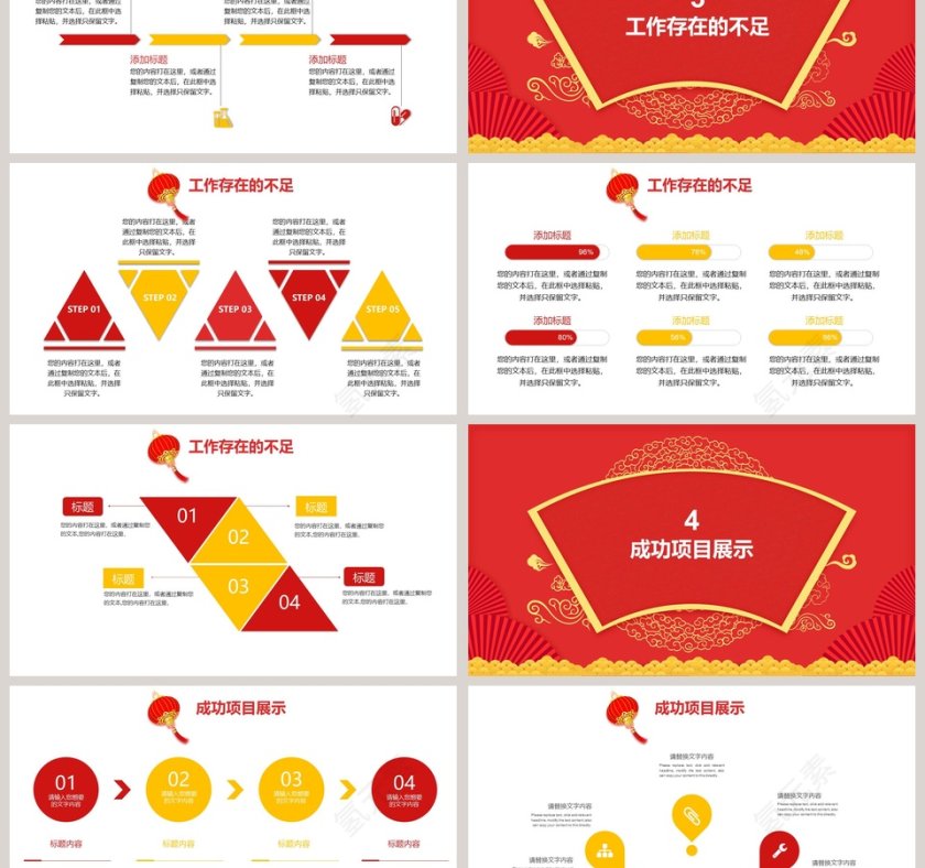 红色商务年终工作总结PPT第3张