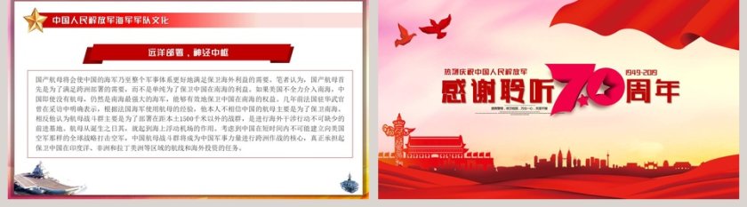 热烈庆祝中国人民解放军中国海军成立70周年纪念PPT模板 第5张