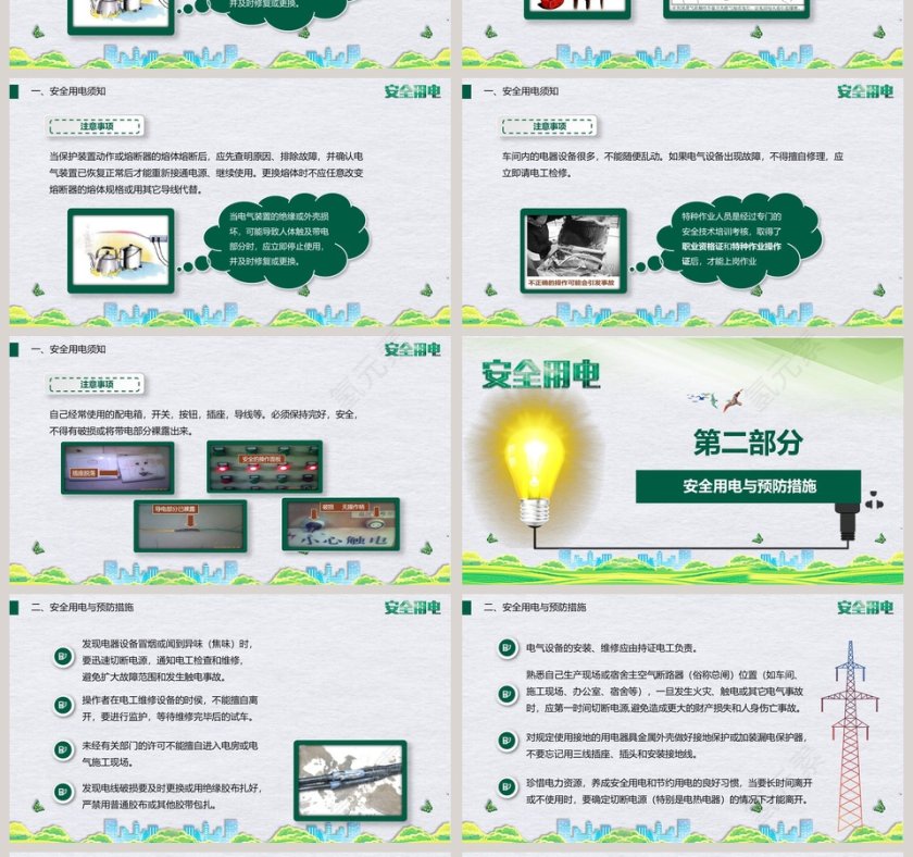 简约用电安全人人有责工厂用电安全培训PPT模板第4张