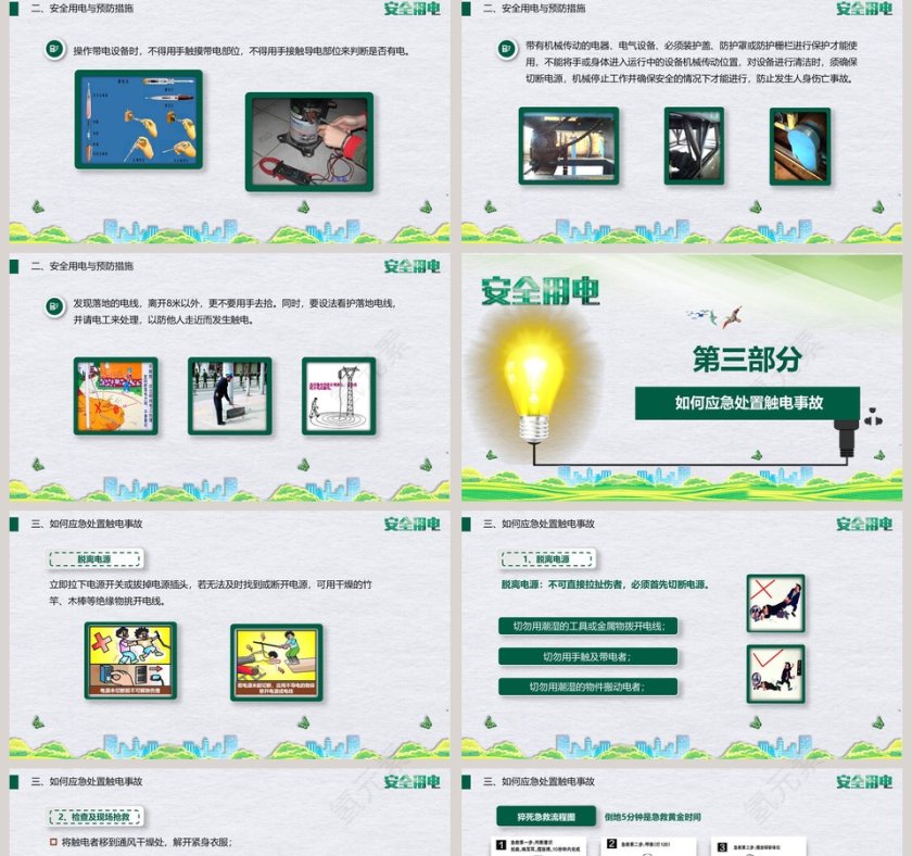 简约用电安全人人有责工厂用电安全培训PPT模板第5张