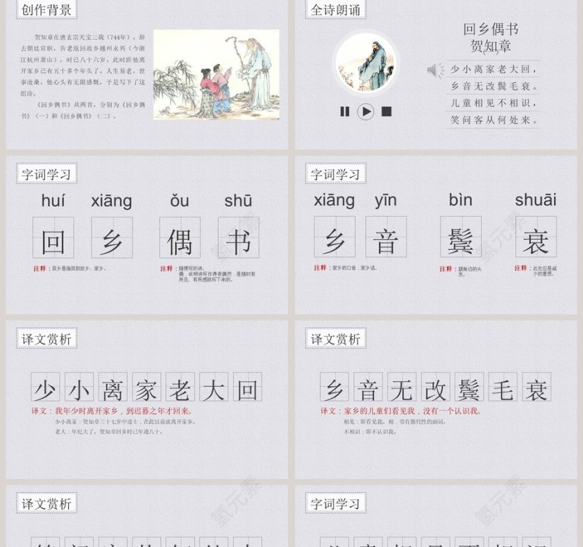 二年级语文课文回乡偶书读书分享会说课ppt课件第2张