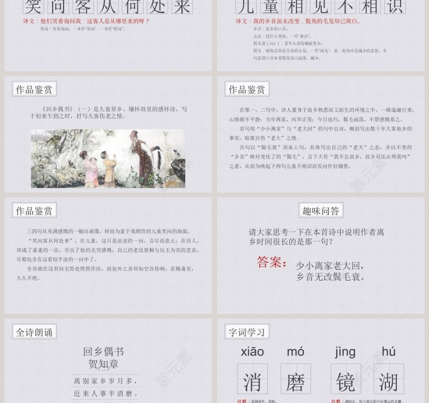 二年级语文课文回乡偶书读书分享会说课ppt课件第3张