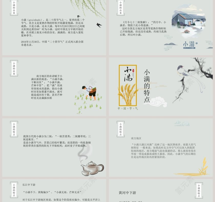 简约风中国二十四节气小满介绍PPT模板 第2张
