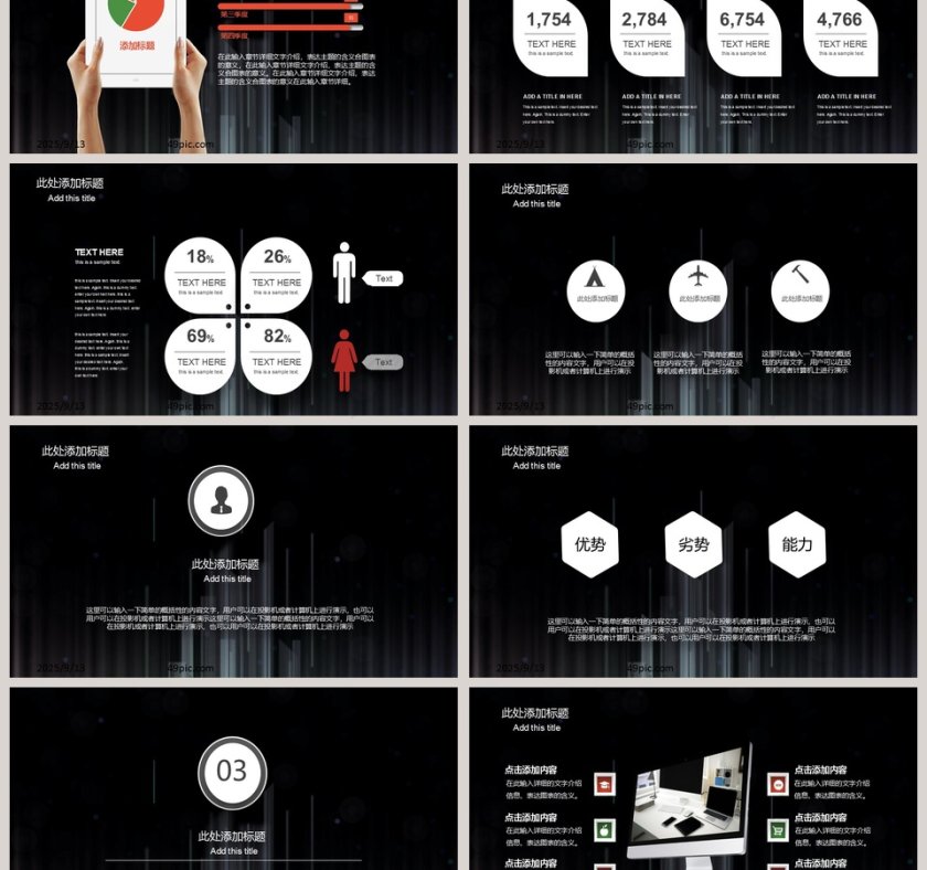 动态灯泡通用商务汇报PPT模板第3张