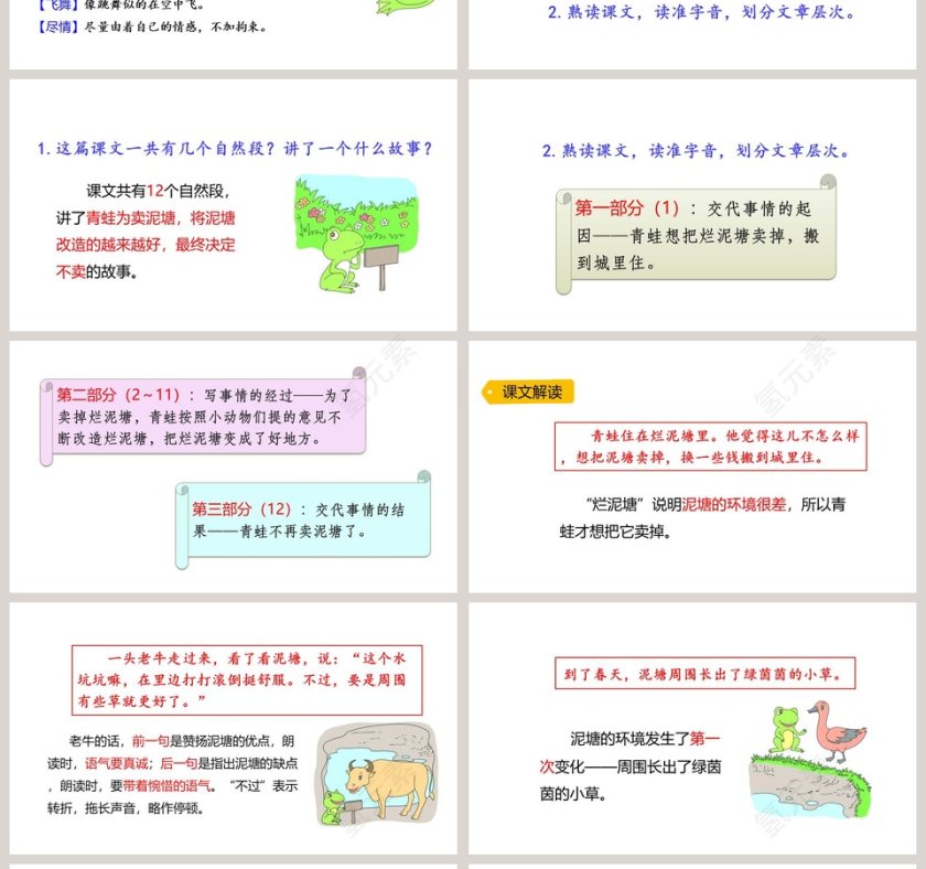 二年级语文下册青蛙卖泥塘教学课件PPT模板第4张