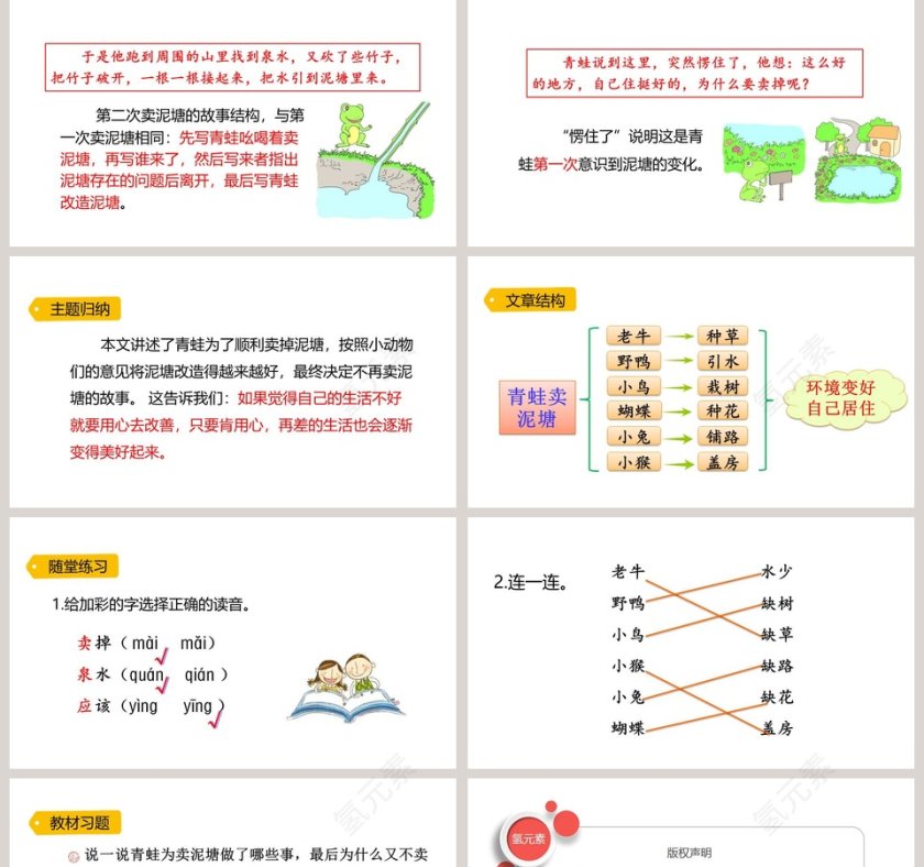 二年级语文下册青蛙卖泥塘教学课件PPT模板第5张