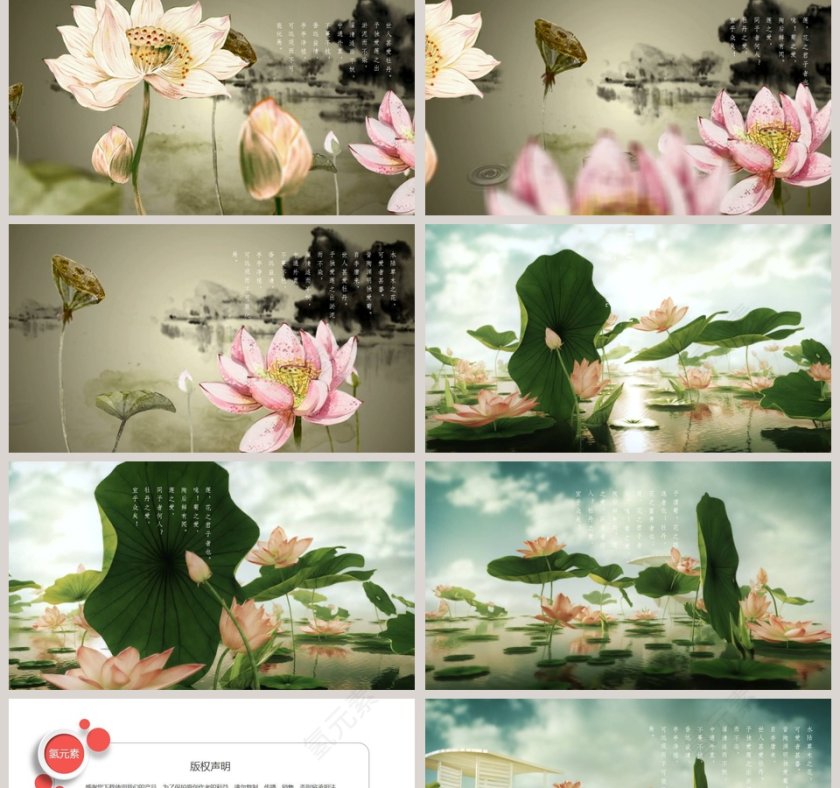 《爱莲说》咏荷主题PPT工作总结ppt模板第2张