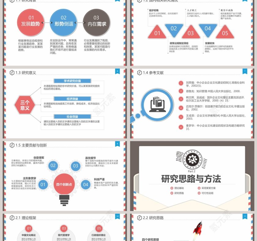 信函式创意简约风格论文答辩PPT第2张
