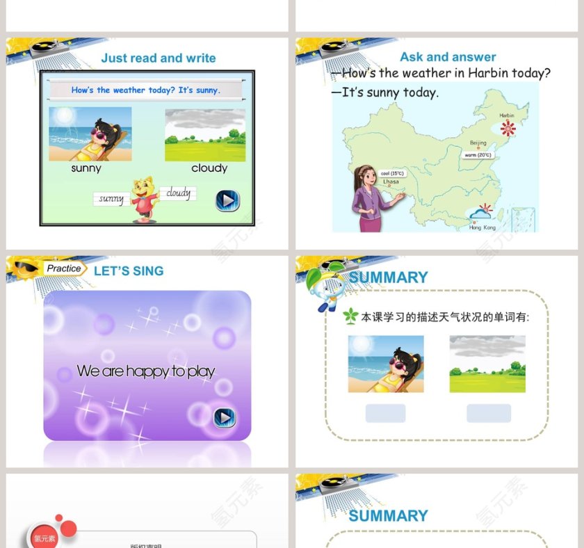 Unit4 Hows the weather today-人教精通版四年级上册教学ppt课件第4张
