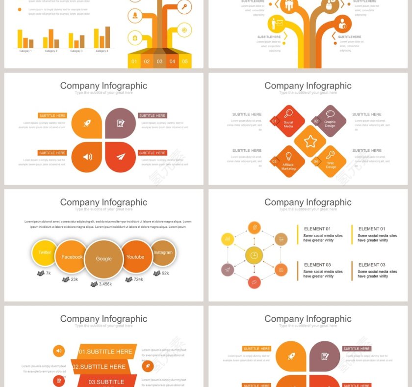 并列关系可视化图表集PPT模板第3张