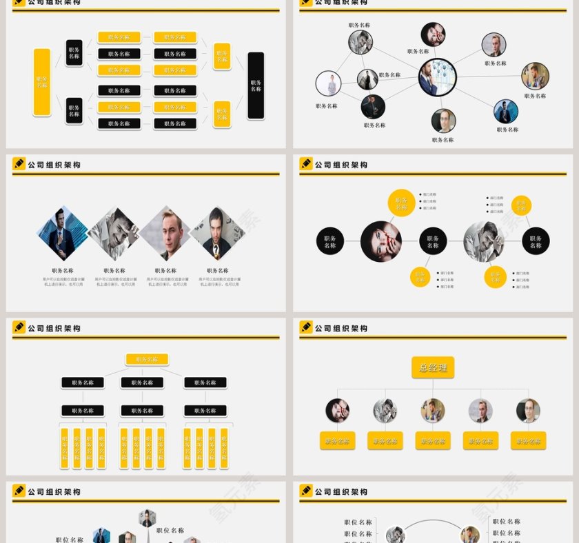 黄色简约大气公司组织结构简约ppt第2张