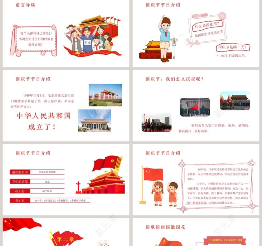 幼儿园国庆节教育主题班会PPT模板第2张