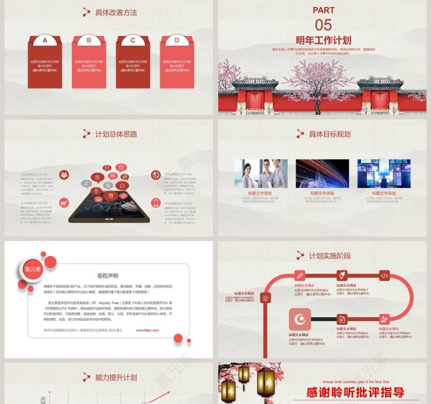 大气中国风年度工作总结PPT模板第5张