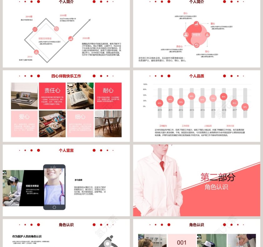 粉色粉红色护士长竞聘模板PPT第2张