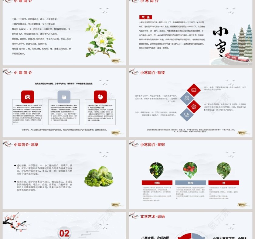 蓝色简约小寒传统节气介绍PPT第2张