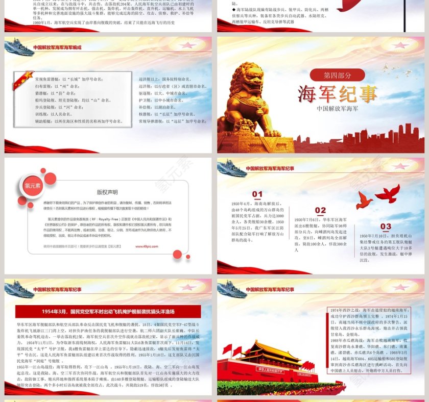 中国人民解放军海军成立70周年PPT模板第4张
