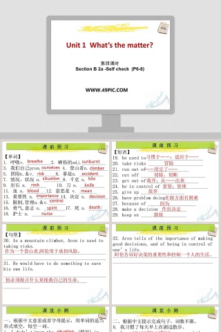 Unit 1 Whats the matter PPT模板：健康问题解决方案展示
