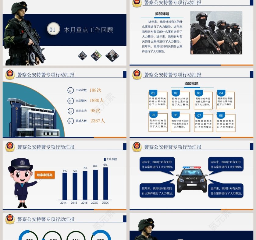 警察公安特警专项行动汇报模板公安PPT第2张