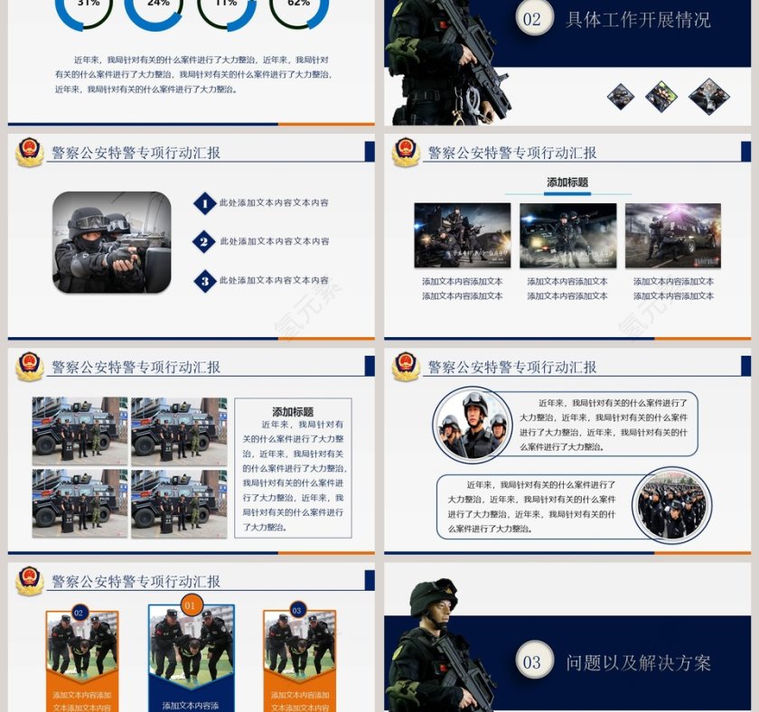 警察公安特警专项行动汇报模板公安PPT第3张